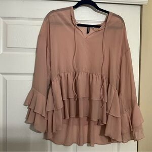 H&M Blush Layered Ruffle Blouse